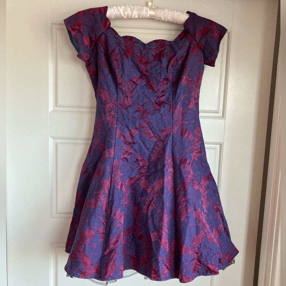 80s vintage brocade dress! Purple princess prom vibes